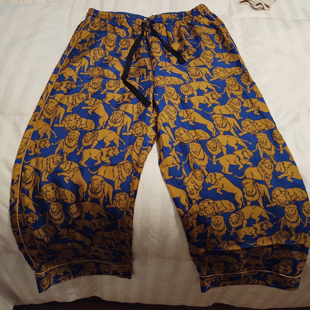 J. Crew Silk Lion Print Pants